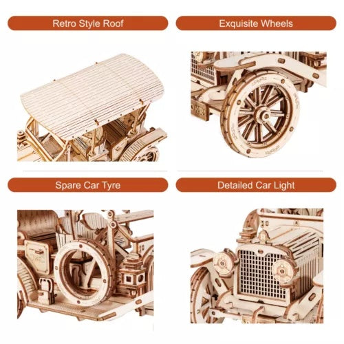 ROKR 3D Wooden Puzzle DIY Model Vintage Car MC801 Building Toys Gifts For Teens